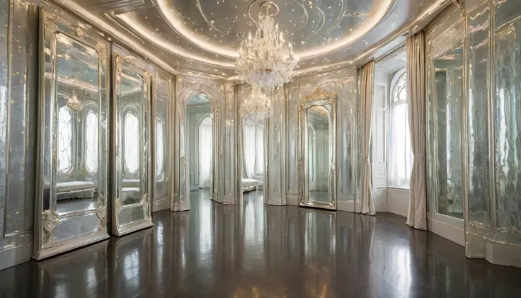 『 magical mirror room 』  - main entrance  【 in the space 】  in the soft light that stretches high 、 『 the mirror room 』  with a ...