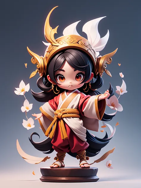 create a chibi onmyoji image , solo， simple background ，a small, big head, japanese onmyoji，baby monster ..  the transparent bod...