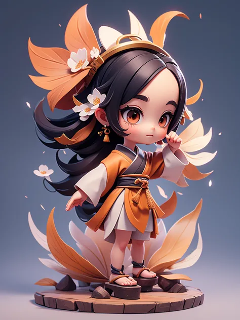 create a chibi onmyoji image , alone， simple background ，a small, simple hair , big head, japanese onmyoji.  the transparent bod...