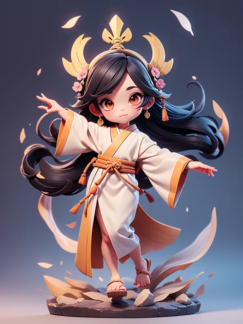 create a chibi onmyoji image , solo， simple background ，a small, simple hair , big head, japanese onmyoji.  the transparent body...