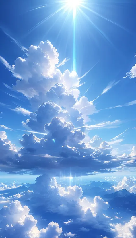 (   extremely detailed cg integrated 8k wallpaper) (top-quality),    the sun shines、 strong streaks of light radiating 。 large, ...