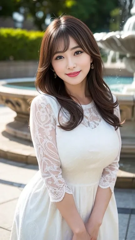 ((Best Quality、Must-have items、8k、 High Quality、 spotlighting ))、45 year old mature woman、very Bright and vibrant、 perfect dynamic configuration that will touch your heart,  Beautiful Detailed Eyes ,  Portrait of a Woman 、  blurry background 、( An elegant ...