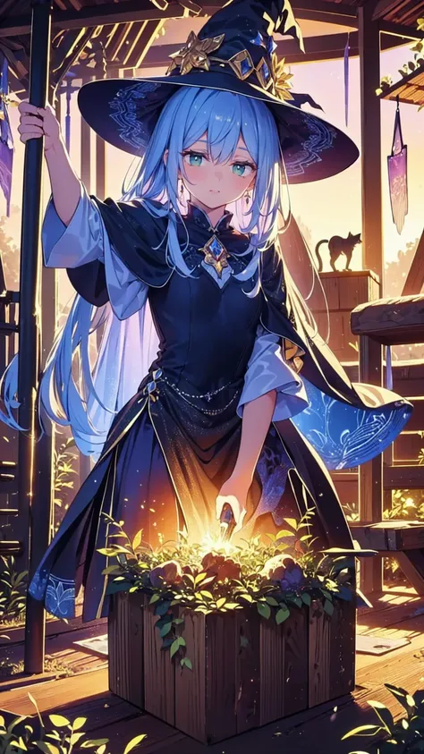 ( cute witch girl :1.2), ( Cat Usages Wrap Around Her:1.1), ( magic wand:1.0) break (Fantasy Setting:1.1), ( magical forest :1.0), ( ancient ruins :0.9) break ( bright colors:1.1), ( shining magic element :1.0), (  soft dreamy lighting  :0.9) break ( very ...