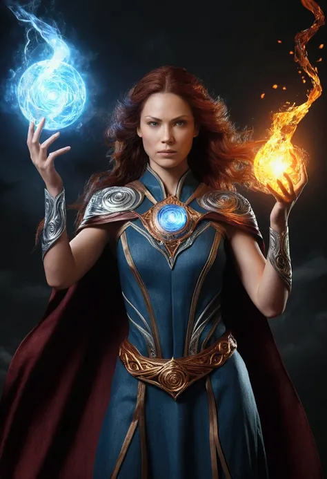 Realistic image of a woman with powers of the elements