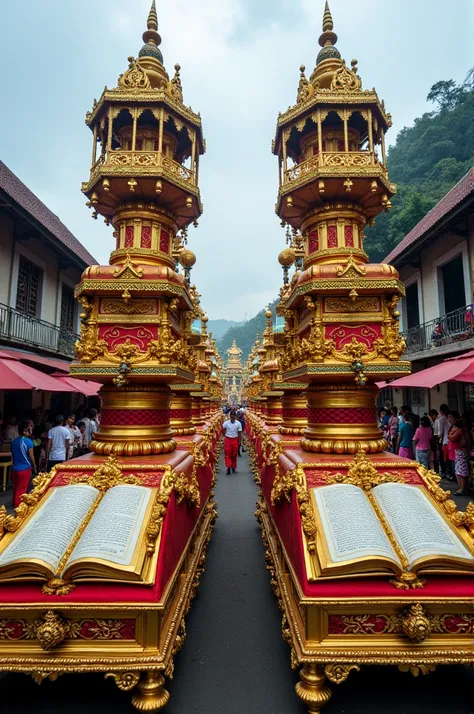 Kandy perahara two sesatha with either sides open book in the bottom