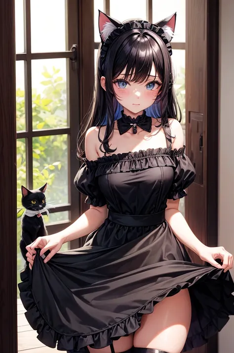 housemaid. black maid outfit. cat ears