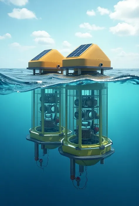 THE *WaveSolarTherm*  it is a hybrid energy generator that combines three renewable sources : The movement of waves ,  solar energy and thermoelectric energy .  Designed to operate in marine environments ,  it uses submerged turbines to capture wave energy...