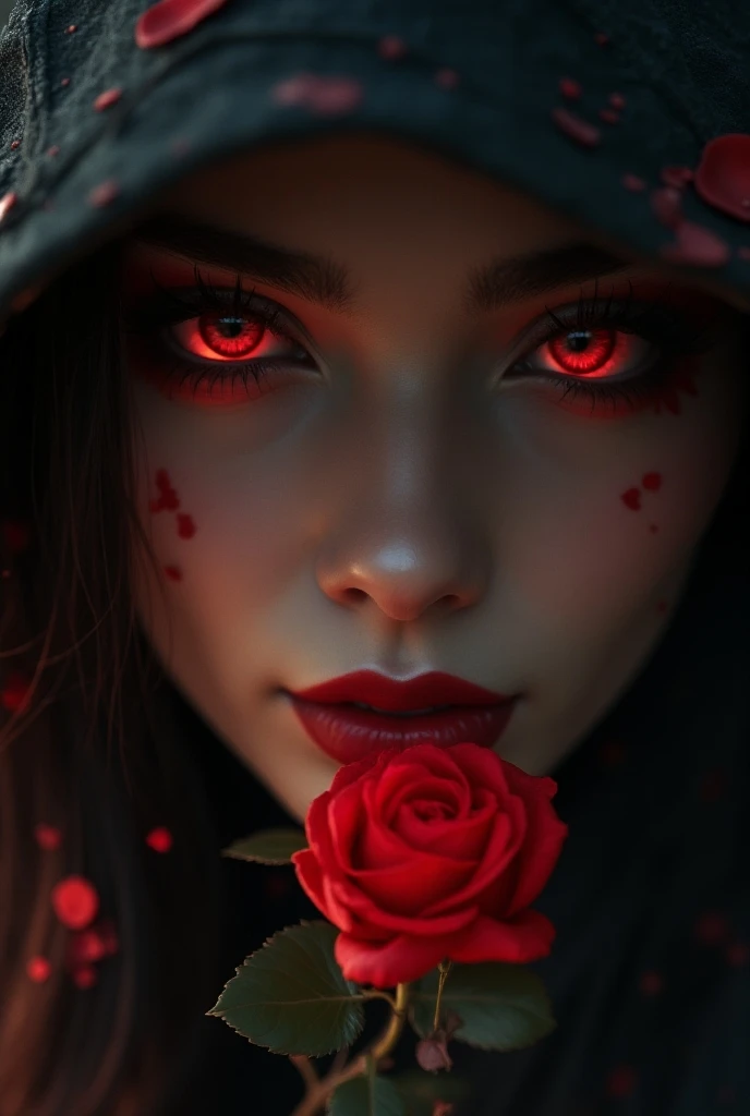 beautiful detailed eyes, beautiful detailed lips, extremely detailed eyes and face, long eyelashes, 1girl, deadly assassin, woman assassin, throwing rose darts, rose flower, dart-like rose, realistic, photorealistic, photo-realistic:1.37, best quality, 8k,...