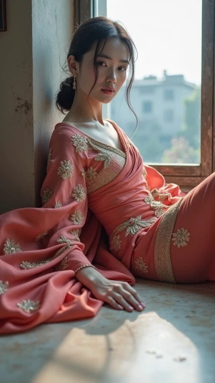 Model , Wearing Thai dress , red