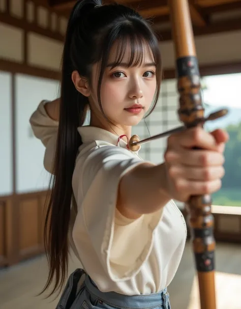 ((archery range)), ((ready your bow)), (( whole body photo)), (kyudo club)), ((archery dojo)), ((beautiful belly button)), (( be...