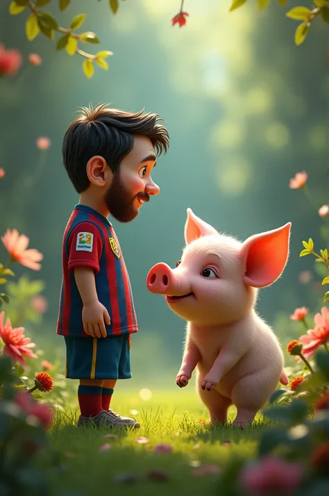 Messi with a pig