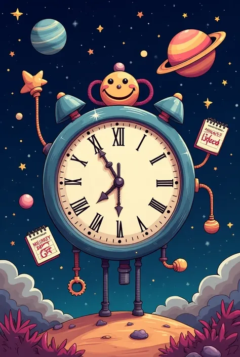 galactic clock and a calendar cartoon