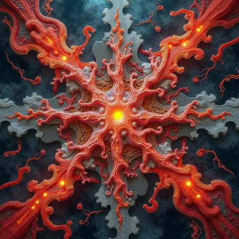 an organic cellular tissue. cabalistic growth. bioalchemy.enemy of god.((deep wiew)),photographic,ultra high resolution,hyperdetailed, masterpiece, 3d modelling, digital art.