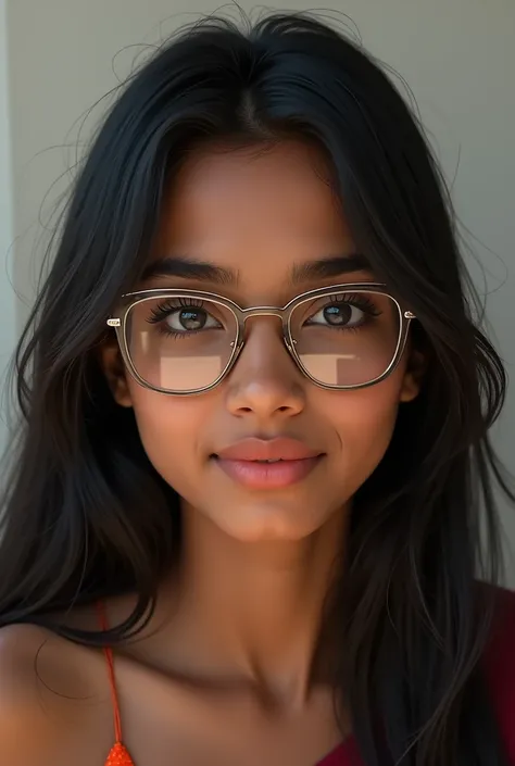 A indian girl with wearing glasses in real life