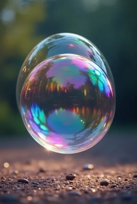 Make an image depicting Newtons prism in a soap bubble
