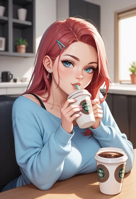 girl drinking coffee