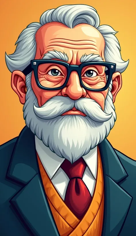 bold old man with  glasses no beard  mascot cartoon