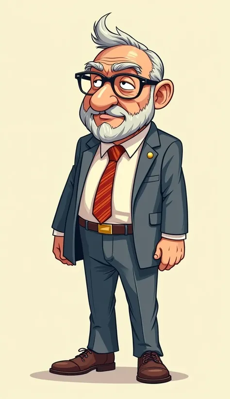 bold old man with  glasses no beard  mascot cartoon line art