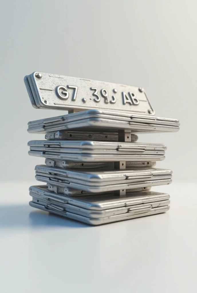 A stack of number plates from  "GJ 37 AB 0007" realistic ReV animated image. 