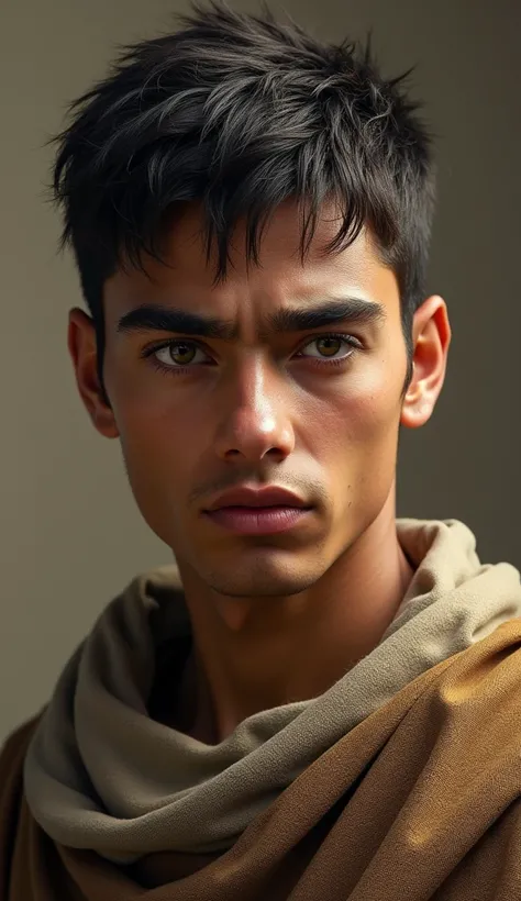  image of the biblical character Saul in his youth, with a determined and rigid eye 