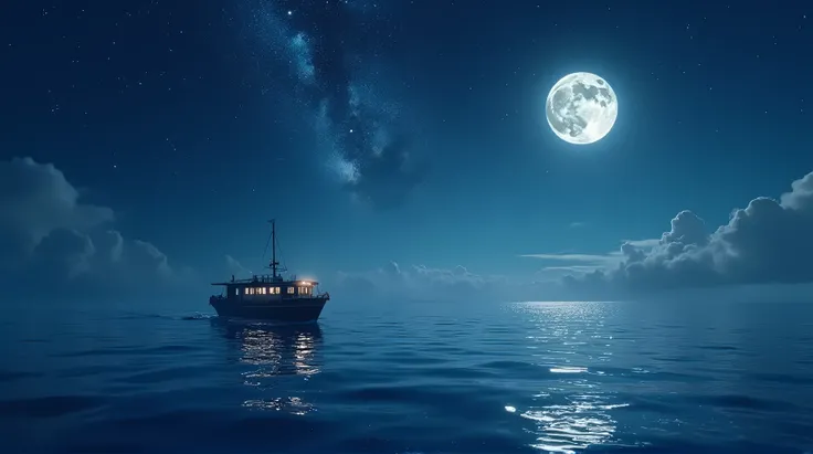  The clear moonlight shines on the surface of the sea ， The place where water and sky meet in the distance is the beautiful Milky Way， and the sea is sparkling ， reflecting the sea of stars ，The sky is full of stars ， They hang in this vast night sky ， A s...