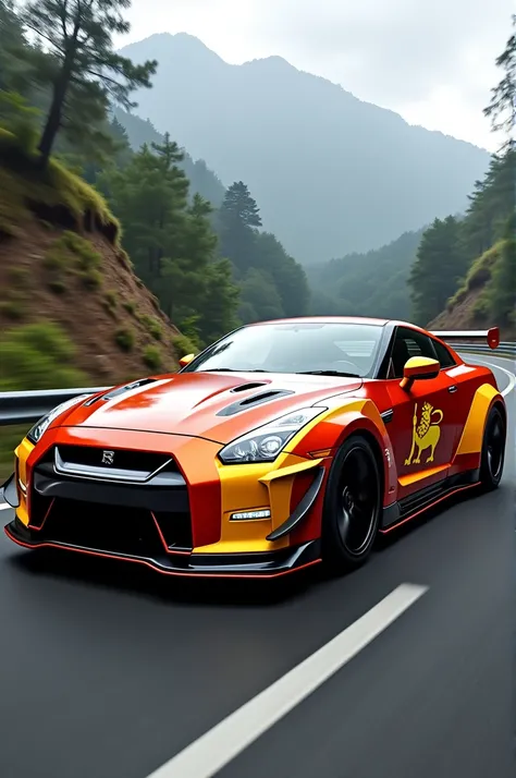 Nissan gtr 35 whith body kit of sri lanka flag