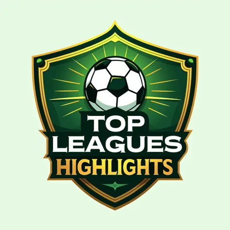 Design a dynamic, eye-catching logo for the podcast "Top Leagues Highlights". The logo should capture the energy and excitement of top football leagues around the world. Incorporate vibrant colors like green and gold to represent the football field and suc...