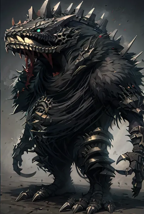 Monster with a full-body mouth,Best Quality,Jet Black Body