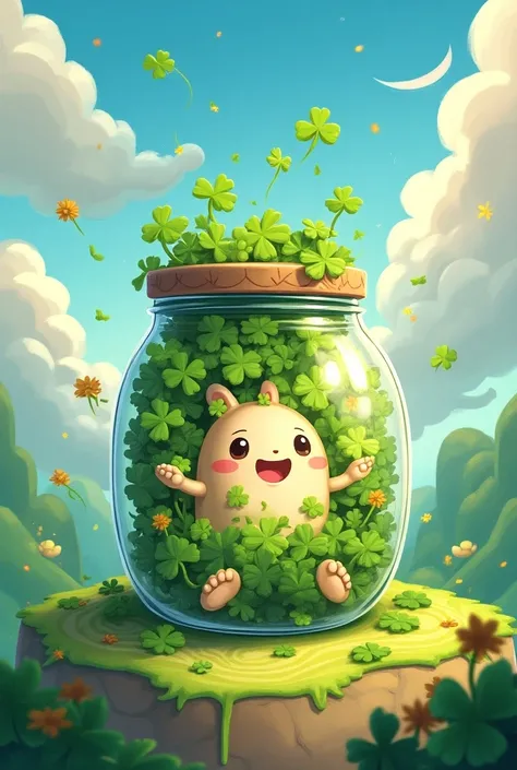 Lets make a jar of lucky grass in anime style