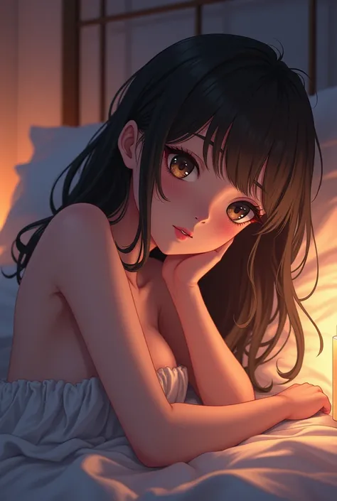 A anime girl in bed naked 