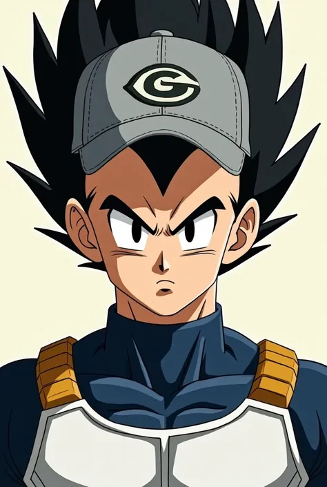 Anime image of Vegeta from Dragon Ballz Z wearing a cap behind
