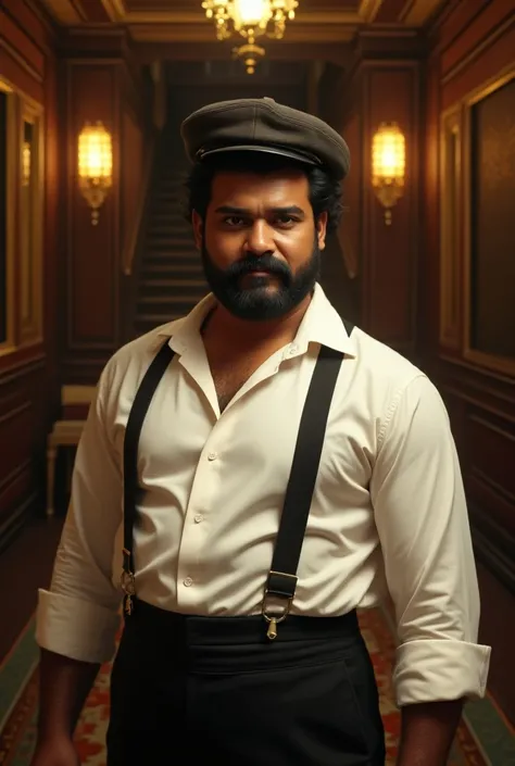 Create a picture of Mohanlal Malayalam actor in Titanic movie as learnado dicaprio 