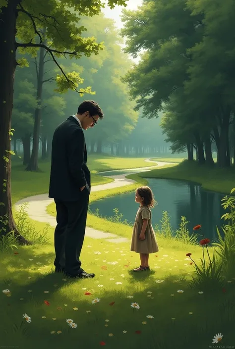 Franz Kafka searching for something with the small girl in the park 