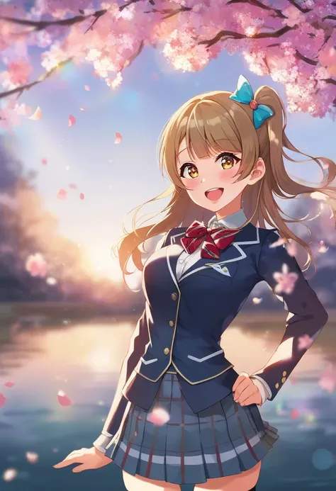 (score_9, score_8_up, score_7_up:1.2), source_anime, 1girl, (looking at viewer, upper body) BREAK (minami kotori), love live!, long hair, one side up, hair bow BREAK amber eyes, big pupils, medium breasts, narrow waist, lips, blush, smile, open mouth, :d, ...