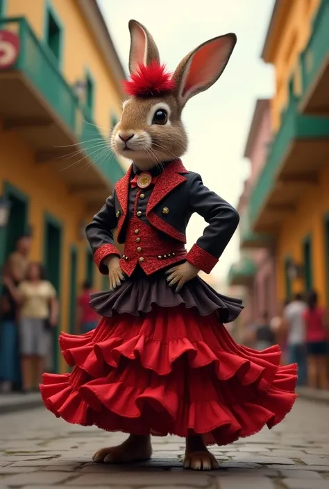 a rabbit dressed for the Flamengo club in Brazil