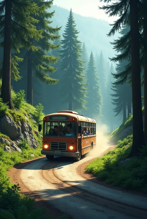 Bus travelling on the Forest road