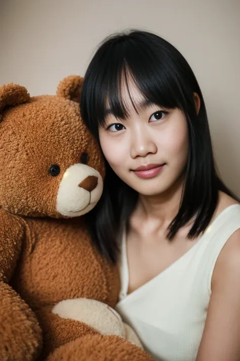 photographed with: close-up shot, shallow depth of field, soft lighting
a asian small chest girl (js) 5- wearing a light-colored...