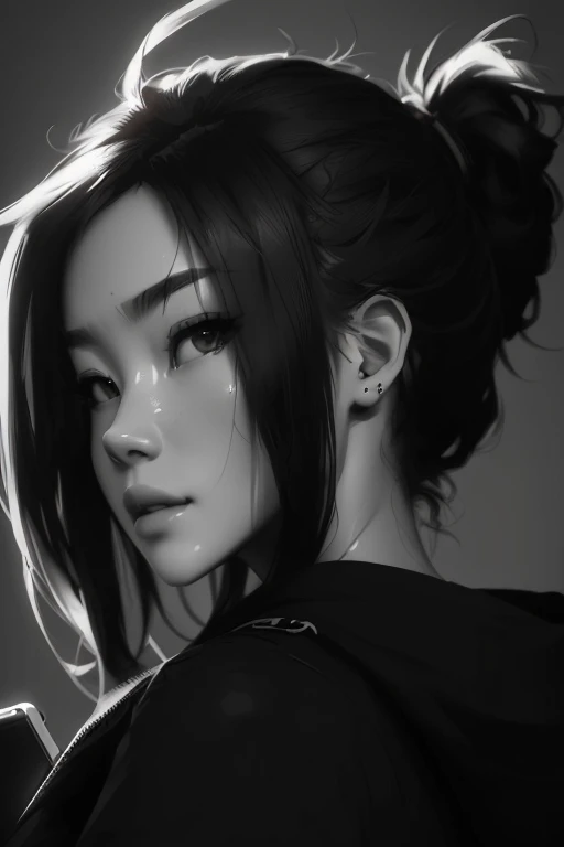 upper body of a woman with a cell phone in her hand, artwork in the style of guweiz, artgerm ; 3d unreal engine, 8k portrait render, 8k artgerm bokeh, 3 d anime realistic, akihiko yoshida. unreal engine, chengwei pan on artstation, photorealistic anime gir...