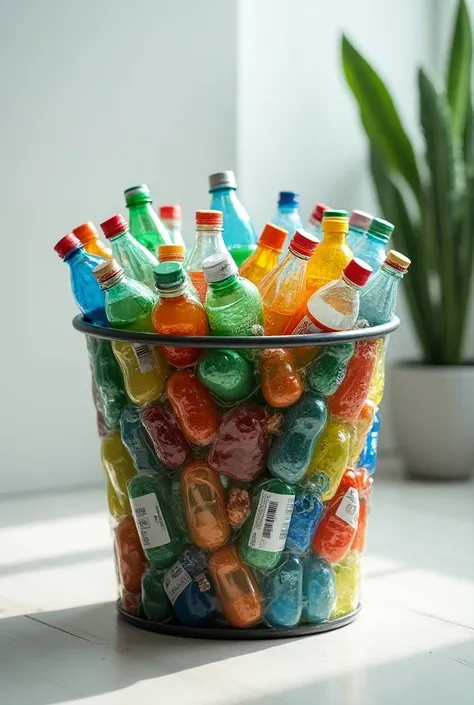 garbage basket with recycled plastic bottles 