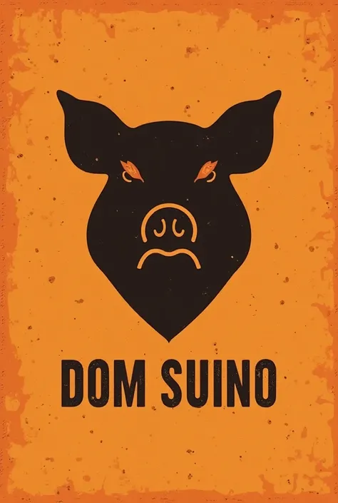  Pork sausage company logo. Pig head silhouette. Color cardboard . Name Dom Suino