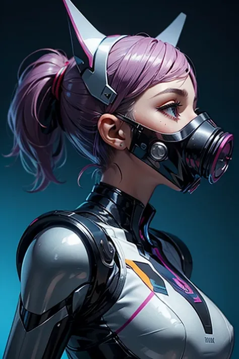 Futuristic attractive woman ,colour contact lens,
STEEL BODY ARMOR ,  WHITE CYBORG PROTECTOR ,  futuristic cat ear headgear,High Tech Accessories,(futuristic Hi-tech cool gas mask :1.2),break,(A profile of a face facing forward, taken from the neck up:1.3)...