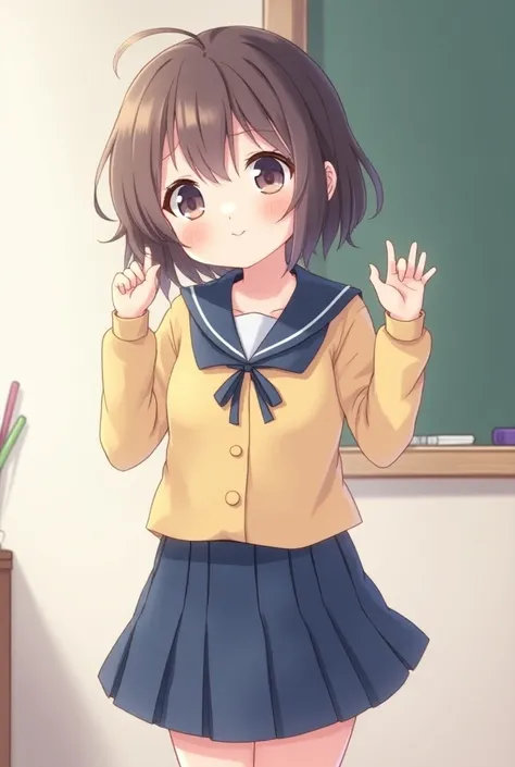 little girl in school uniform anime cute