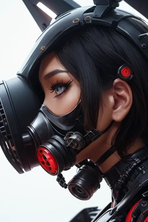 Futuristic attractive woman ,colour contact lens,
STEEL BODY ARMOR ,  WHITE CYBORG PROTECTOR ,  futuristic animal ear headgear,High Tech Accessories,(futuristic Hi-tech cool gas mask :1.2),break,(A profile of a face facing forward, taken from the neck up:1...