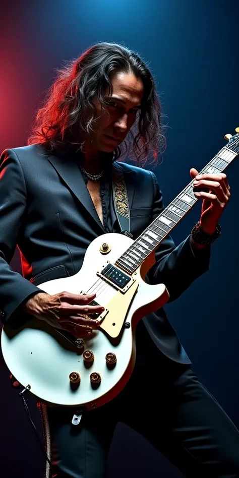 Steve Vai playing his old white gibson Les Paul 