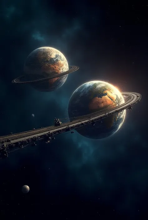 Create 2 planets in space and joint them with bridge the planets should be connected through the bridge 
Both the bridge should be connected 