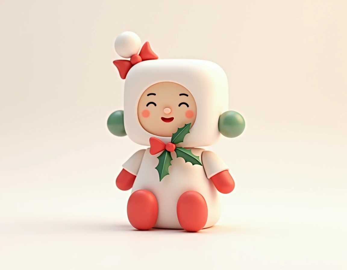 a 3d vector christmas doll png, 4K HD. backgroun putih polos.