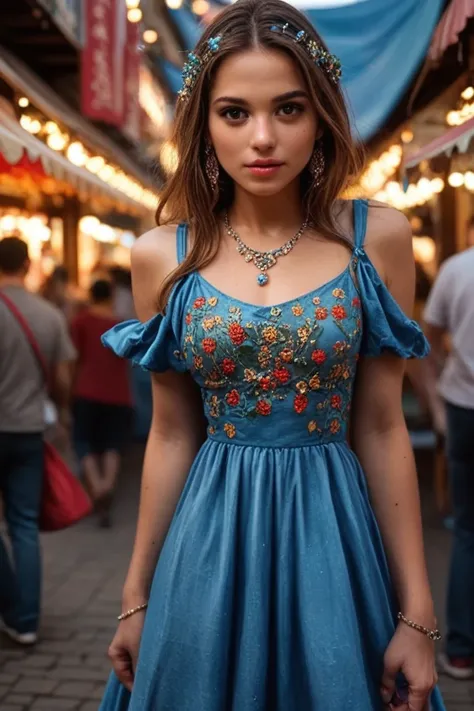 This girl in some festival in europe wearing ligh dress