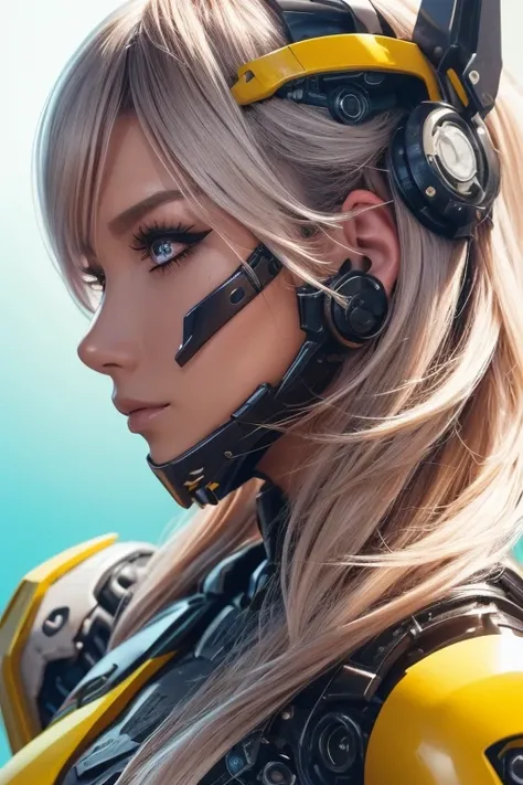 Futuristic attractive woman ,colour contact lens,
STEEL BODY ARMOR ,  WHITE CYBORG PROTECTOR ,  futuristic animal ear headgear,High Tech Accessories,(futuristic Hi-tech cool face mask),break,(A profile of a face facing forward, taken from the neck up:1.3)
...