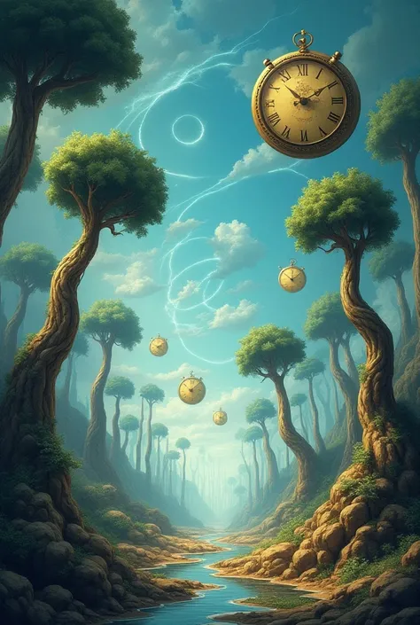 
"A dreamscape of floating clocks, melting trees, and endless spirals"