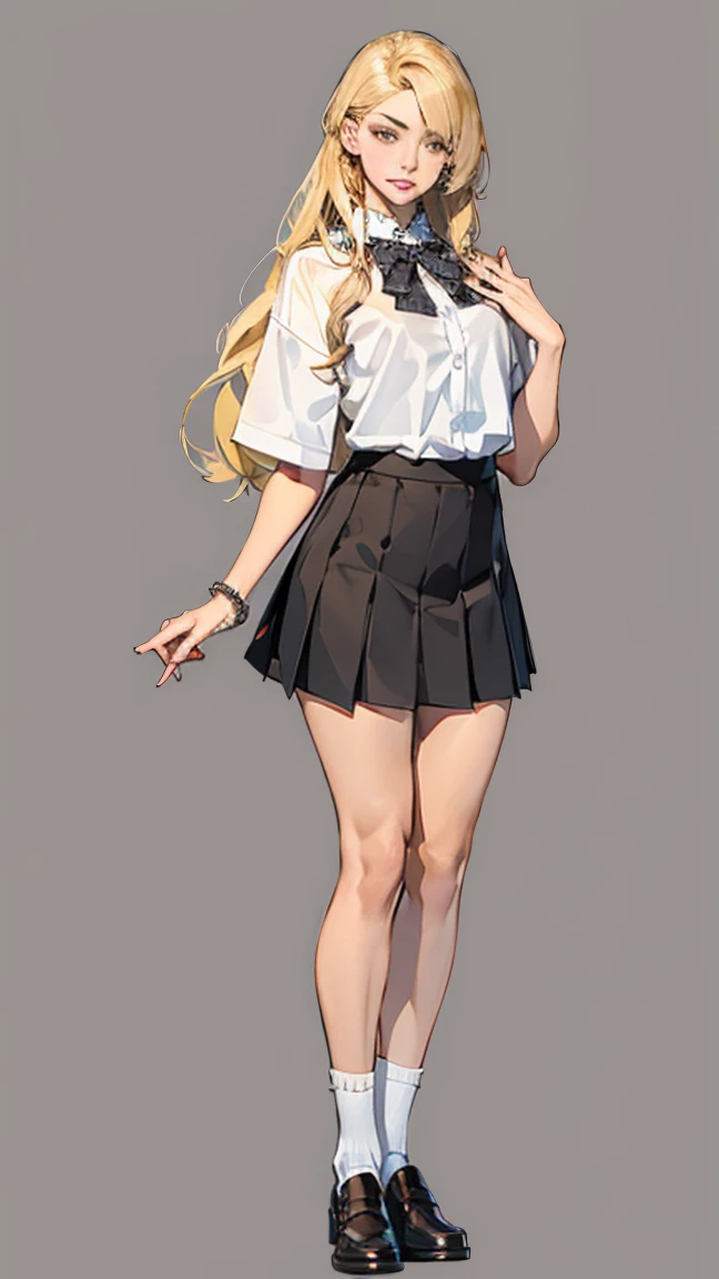 (( best quality ,4K, high res, masterpiece :1.2)),((Character concept art)), 1 female,  teen women , Hot high school girl, (( Long hair dyed brown or blonde )),  Delicate hairstyle with lots of accessories, (Tan skin), Super detailed eyes (Decorative conta...